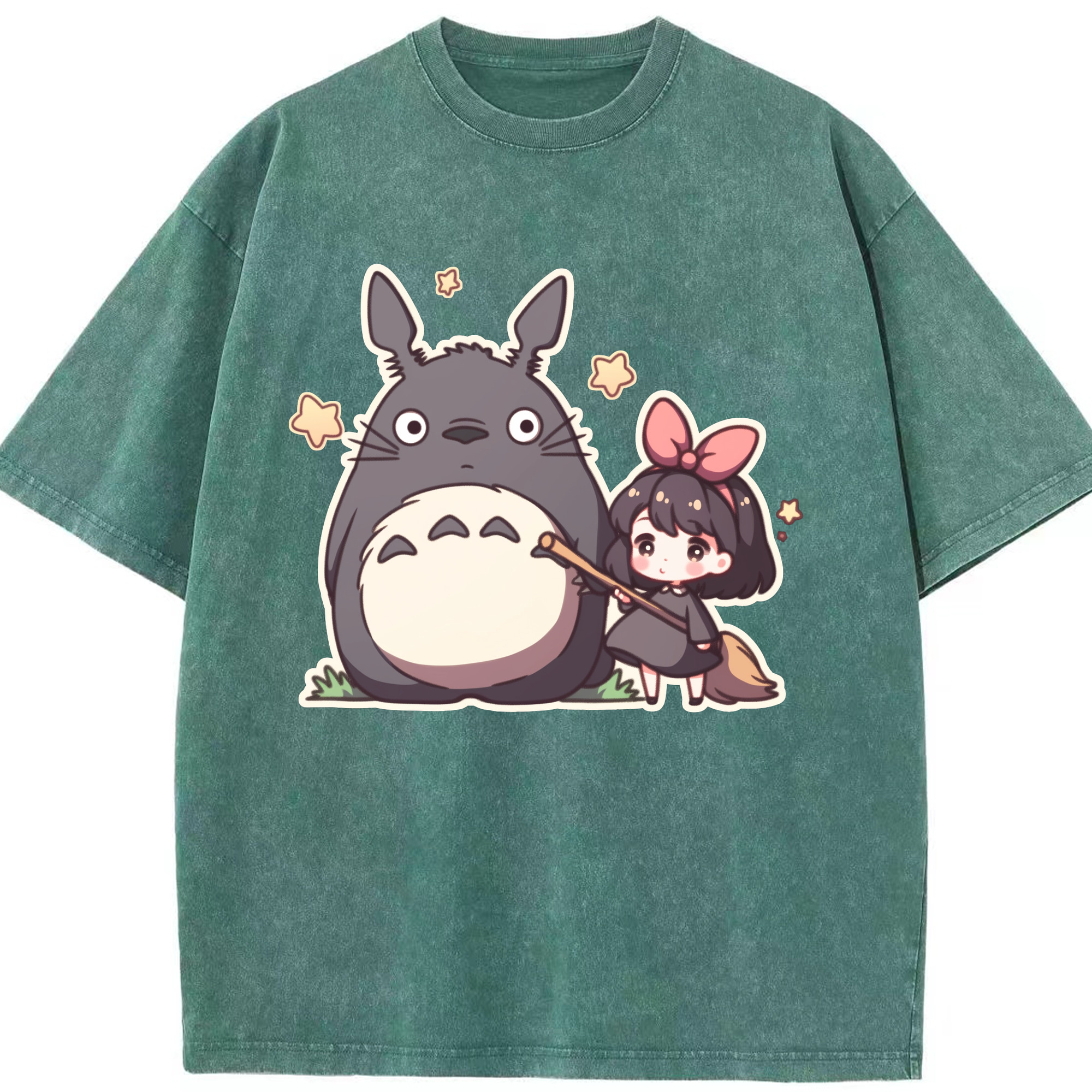 （画像用） となりのトトロ 草壁メイ 草壁サツキ My Neighbor Totoro Satsuki Kusakabe Mei Kusakabe 綿100% ヴィンテージ風 半袖Tシャツ（フロントプリント）